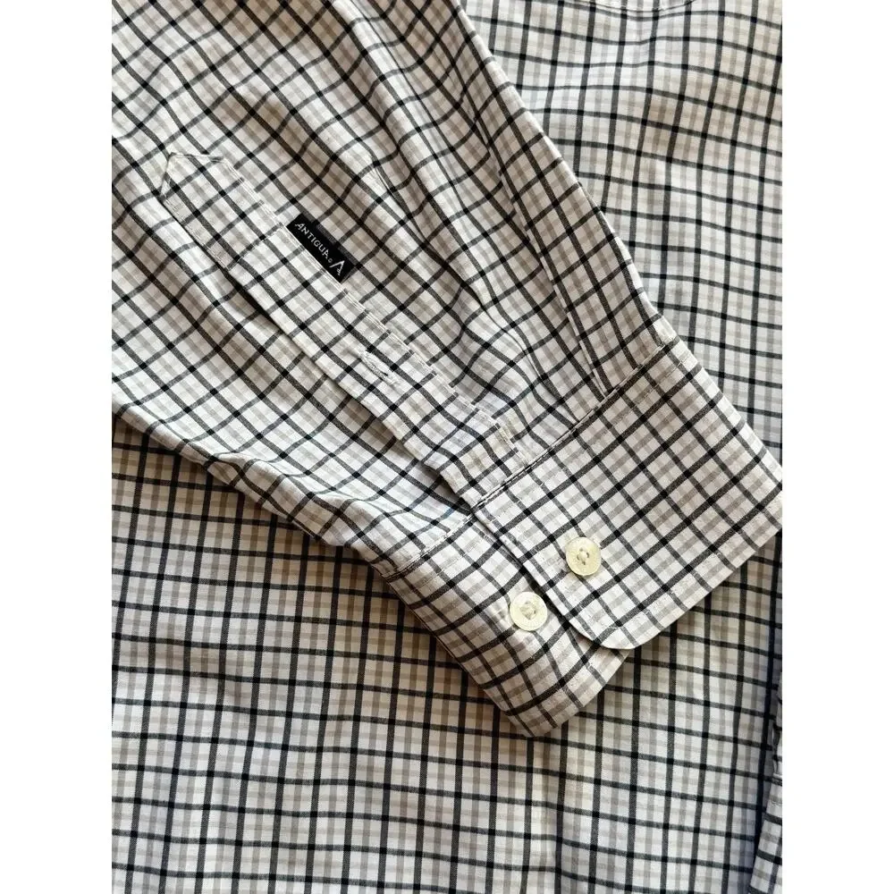 NC State Wolfpack Shirt Men 2XL Black/White Plaid Button Up Dress Long Sleeve